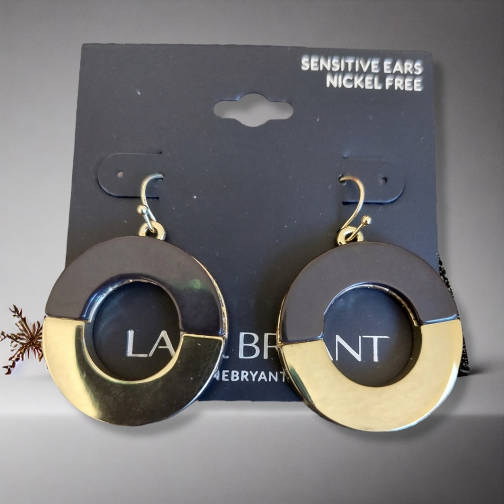 Lane Bryant Black and Gold Paisely Earring